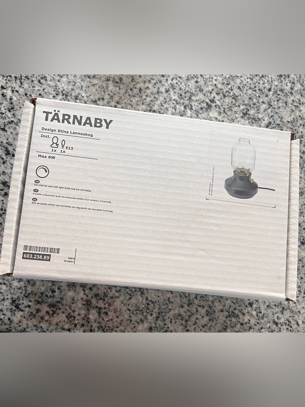 Ikea TARNABY Dimmable table lamp, anthracite NEW